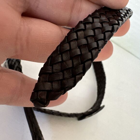 Women\'s Leather Belt Snake Brown Braided Made Italy Metal Details 37’ main image 9